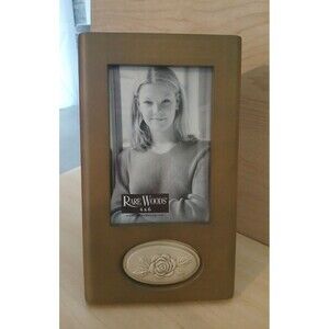 NEW Burns of Boston Rare Woods 4x6 Wood Frame with Ceramic Rose Vintage Gift